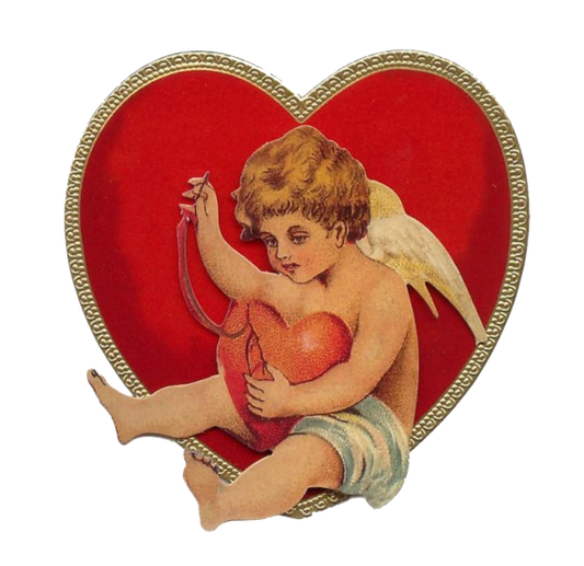 Cupid vintage red heart - Cupid mending a heart - Sympathy, Sorrow, Heartbreak, Grief