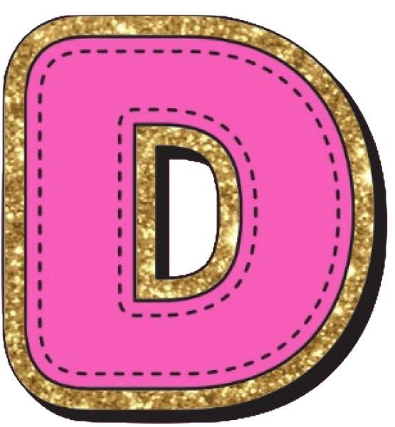 Bright Pink Alphabet trimmed in glittery gold Very Girly!