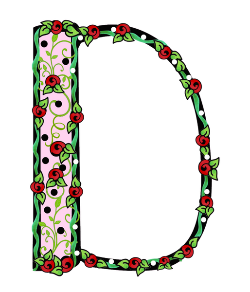 Debs Rose Alphabet Letter D - 12 different colors