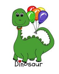 Dinosaur Green with Balloons Print