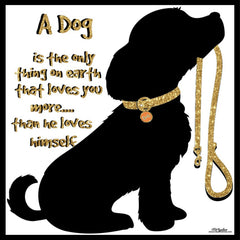 DOG" Love Facebook Greeting Card Gold & Black Glitter  - Sympathy or New Dog