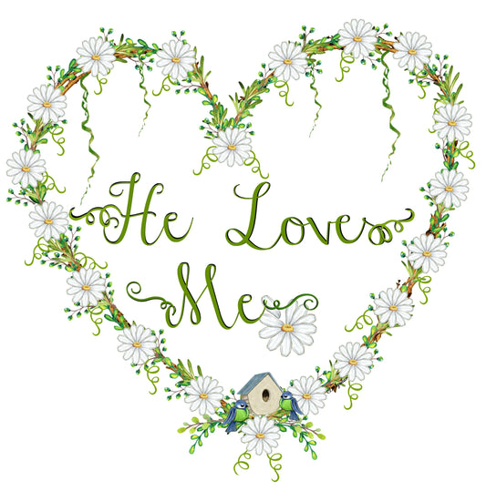 He Loves Me - Daisy Heart  FACEBOOK Greeting