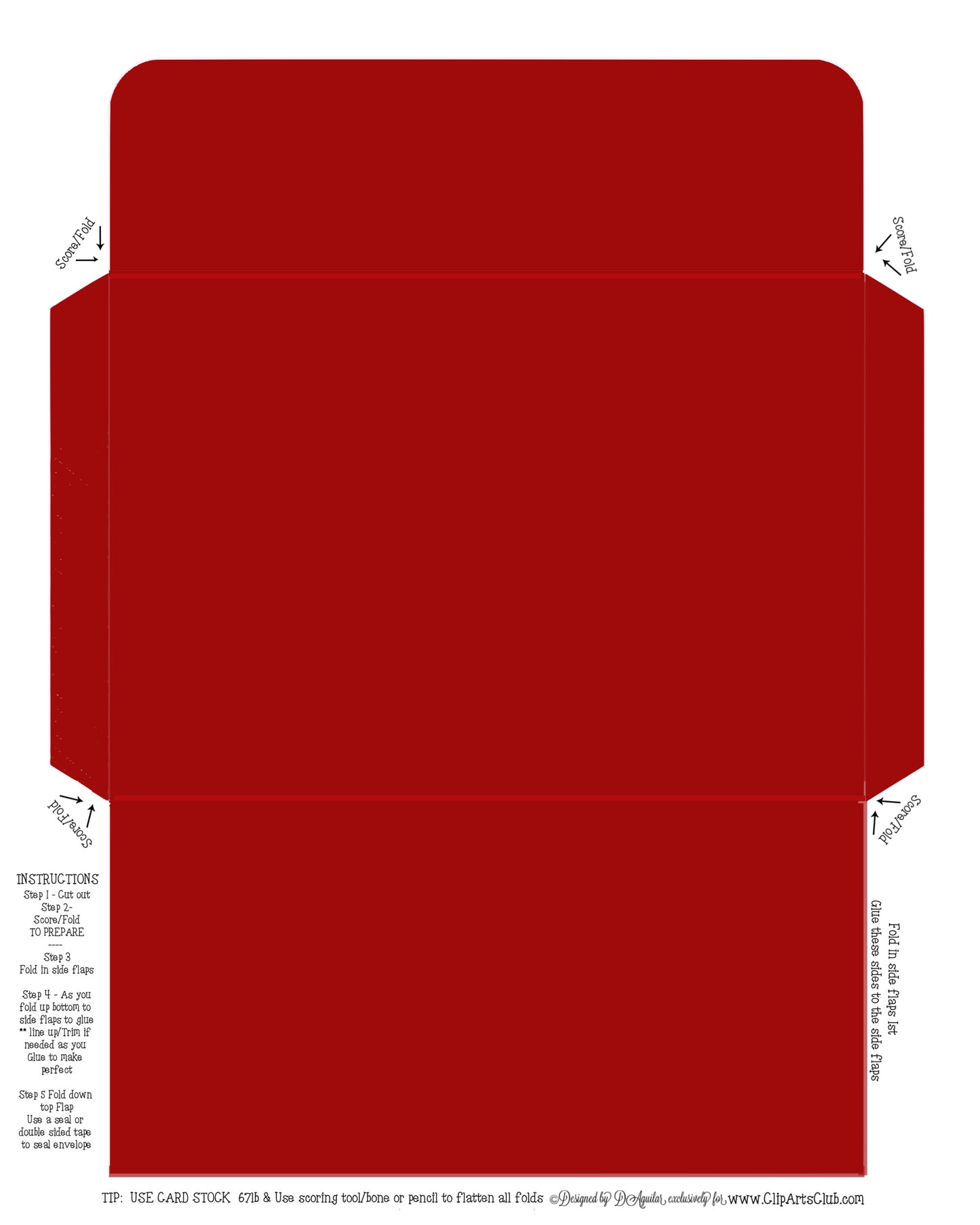 Dark Red Envelope Fits My Regular Greeting Cards 4X6 Envelope - DIY Printable