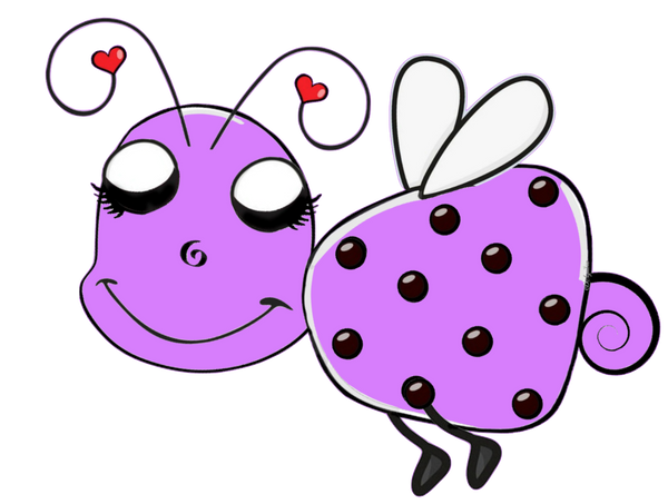 PURPLE Set - "Doodle Bug"  set - Cute little bugs 7 colors - 3 poses