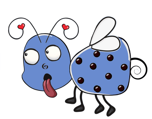 BLUE Set - "Doodle Bug"  set - Cute little bugs 7 colors - 3 poses