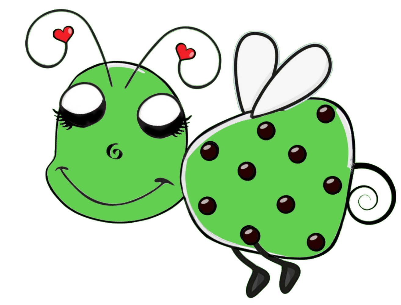 GREEN  Set - "Doodle Bug"  set - Cute little bugs 7 colors - 3 poses