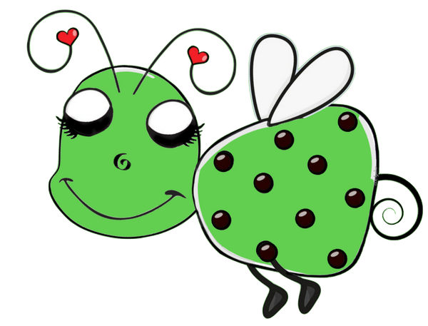 GREEN  Set - "Doodle Bug"  set - Cute little bugs 7 colors - 3 poses