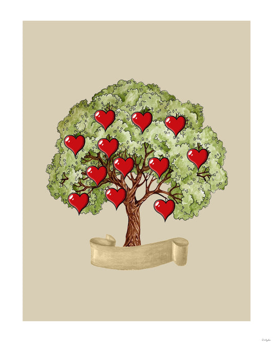 Family Tree To Personalize with an extra red Family heart - 8x10 Printable - Awesome Gift!