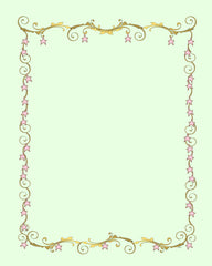 Green, Gold & Pink Stars  Letterhead 8X10 Printable