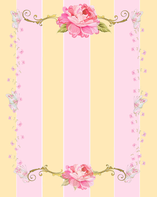 Deb's Shabby Chic Pink Rose Stationery in Yellow & Pink