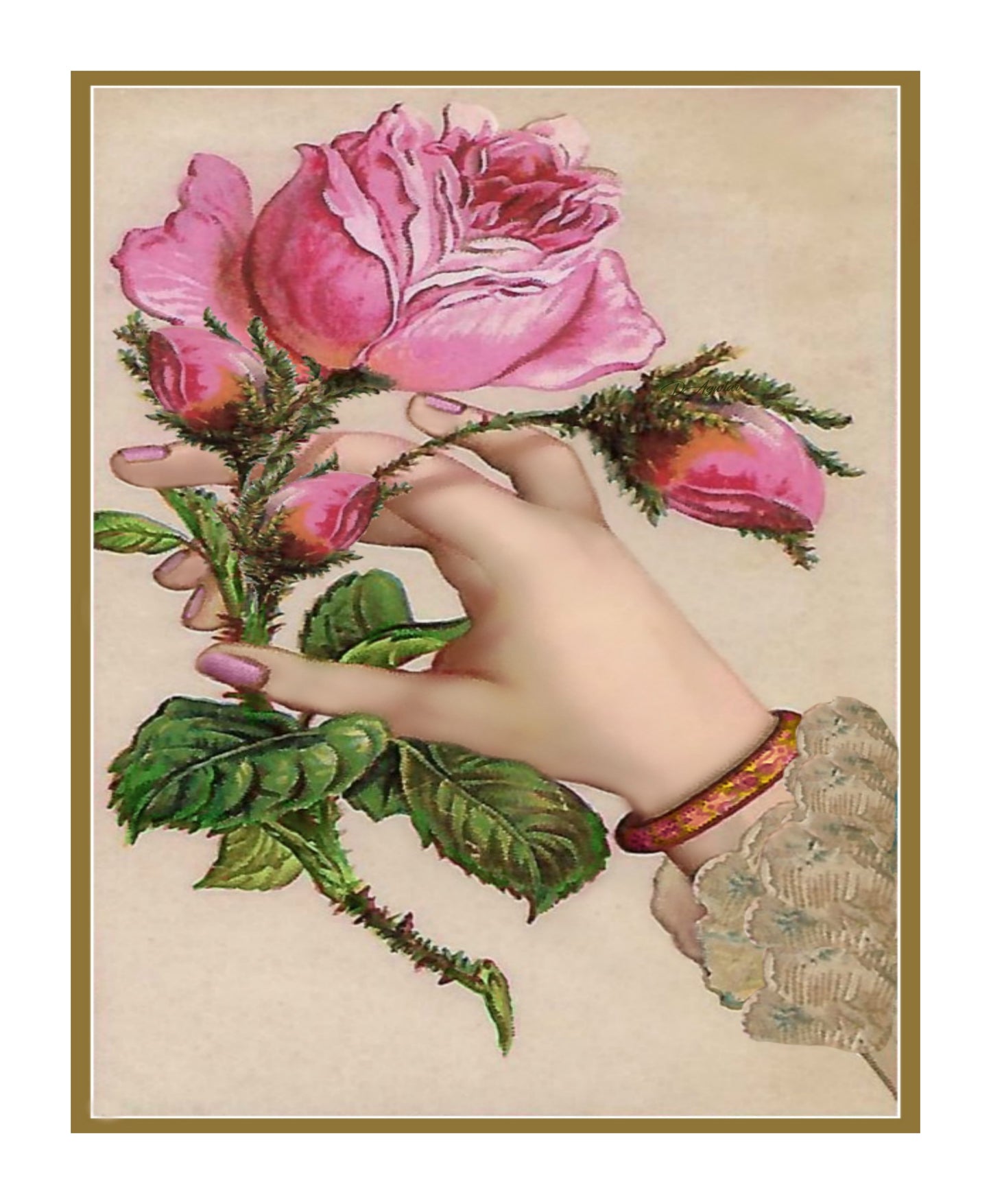 A Rose in Hand 8x10 Vintage Print Ready to frame Printable
