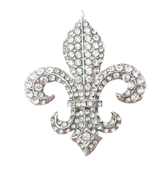 Silver Diamond or Rhinestone Fleur de lis French Bling Embellishment