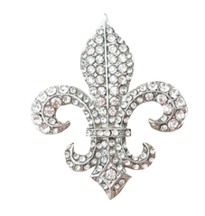 Silver Diamond or Rhinestone Fleur de lis French Bling Embellishment