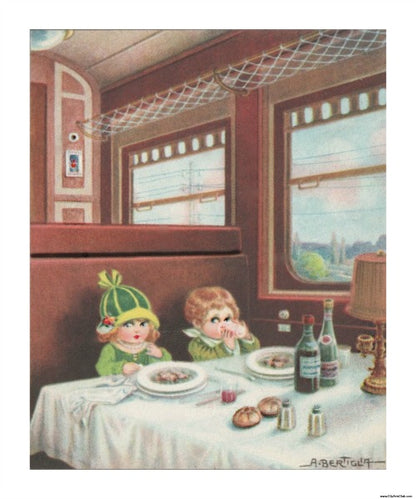 Children Dining on a Train - Vintage 8X10 Print & Scrapbook
