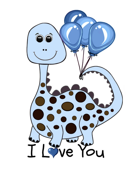 Dinosaur Blue "I Love You" Print