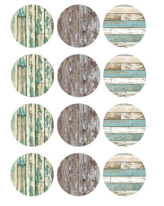 Distressed Wood Circles Collage Sheet