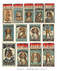 Dogs Vintage Matchbox Collage Sheet Printable Ephemera Scraps