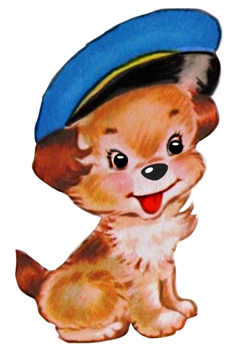 Dog - Vintage Puppy wearing Hat