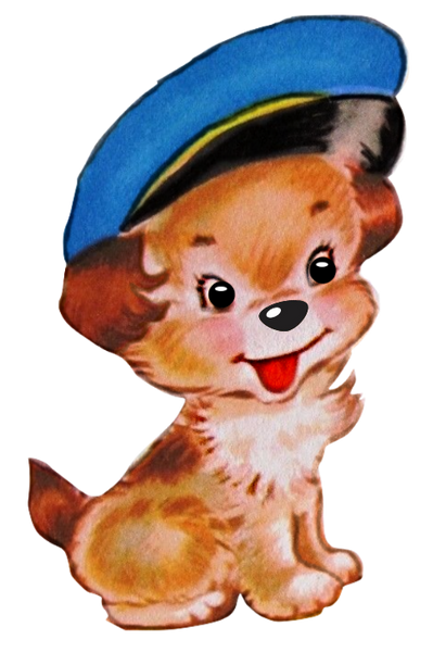 Dog - Vintage Puppy wearing Hat