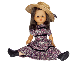 Vintage Doll dress & Straw Hat