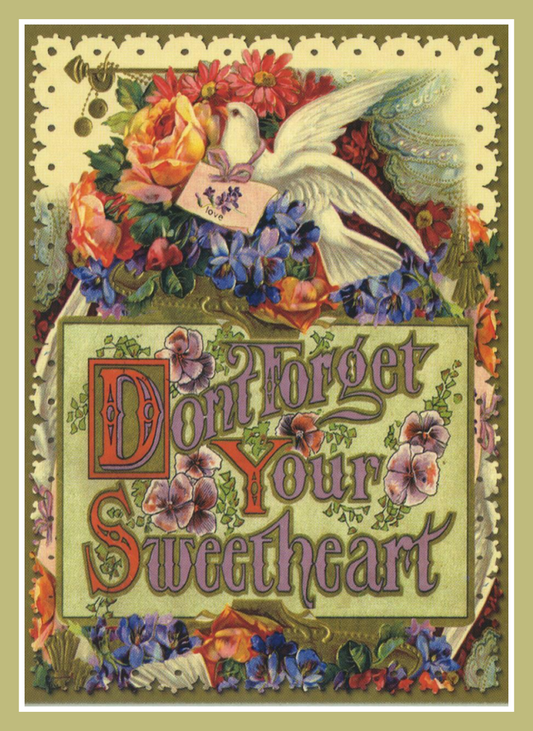 Don't Forget Your Sweetheart - Beautful Vintage Postcard