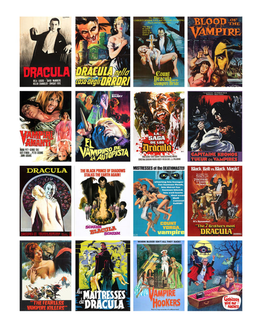 Vintage Dracula Vampire Movie Posters Collage Sheet