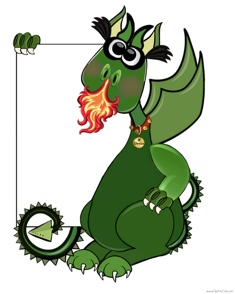 Drake The Dragon Holding a Blank Sign To Personalize