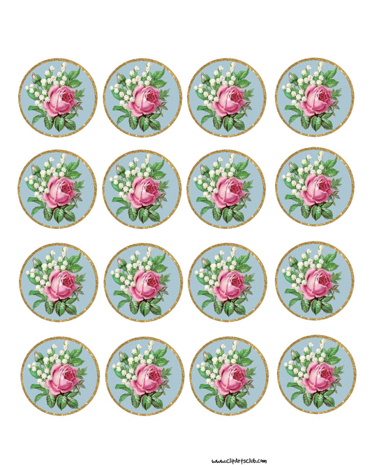 Dusty Rose Small Circles Collage Sheet