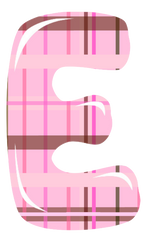 Glossy Shiny Pink & Brown Plaid Alphabet Set 26 Images - Plaid Collection