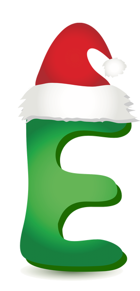 Christmas Hat Green Alphabet Set A-Z Letters