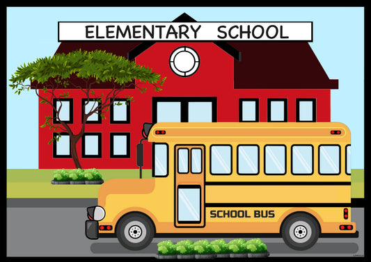 8x10 Elementary School - Personalize The Bus Print - Printable with Landscape
