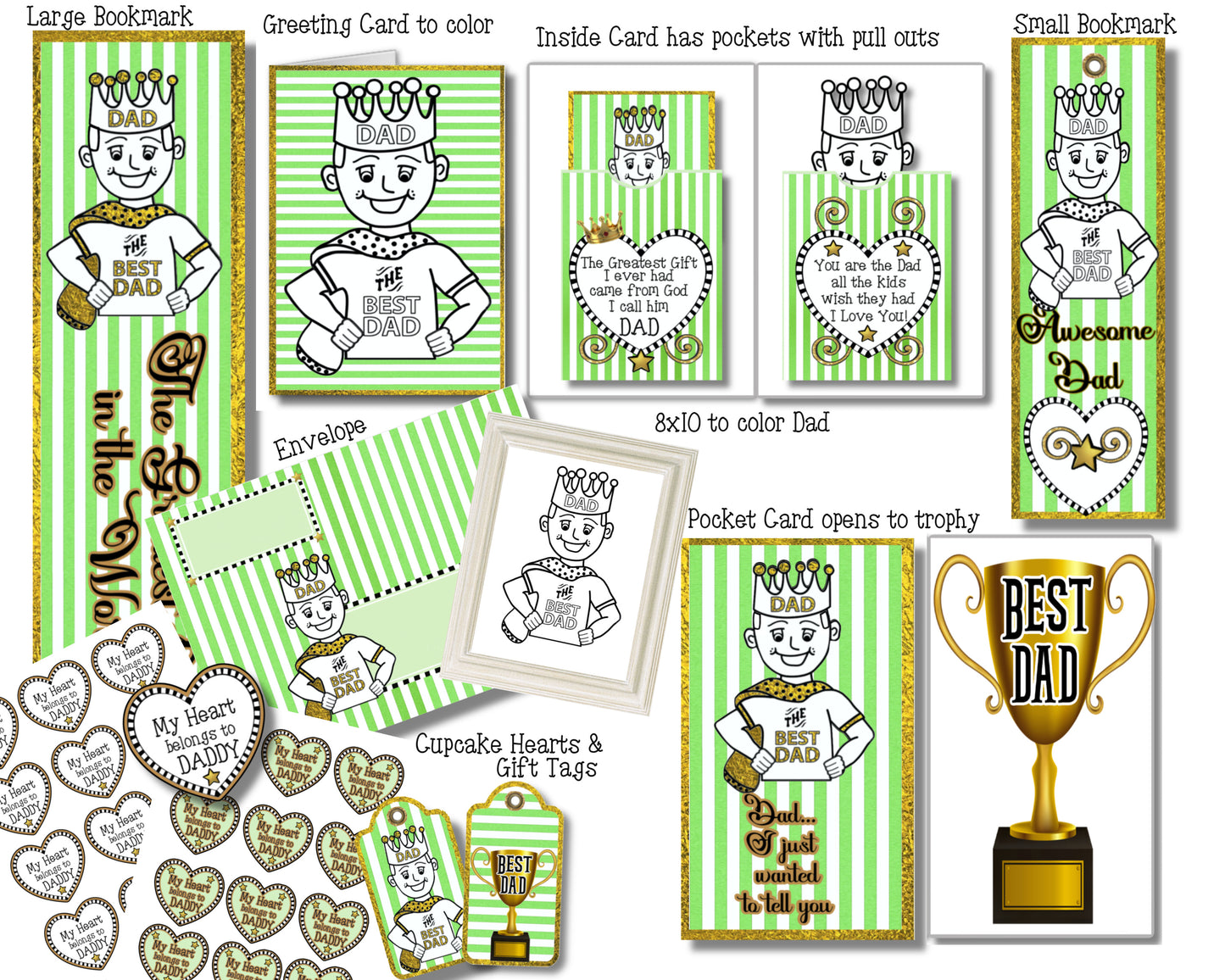 Best Dad Cartoon Coloring Bundle - SCROLL TO SEE ALL ITEMS