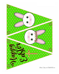 13 Colors - Easter Bunting Flag Sets - Gold Glitter Polkadots - Bunny Rabbits - SCROLL TO THE ONE YOU WANT