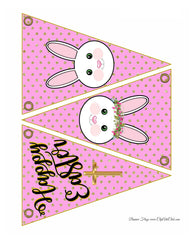 13 Colors - Easter Bunting Flag Sets - Gold Glitter Polkadots - Bunny Rabbits - SCROLL TO THE ONE YOU WANT