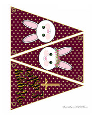 13 Colors - Easter Bunting Flag Sets - Gold Glitter Polkadots - Bunny Rabbits - SCROLL TO THE ONE YOU WANT