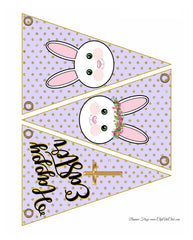 13 Colors - Easter Bunting Flag Sets - Gold Glitter Polkadots - Bunny Rabbits - SCROLL TO THE ONE YOU WANT