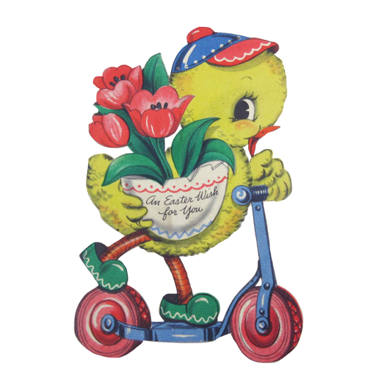 Easter Duck on his Bike with Tulips