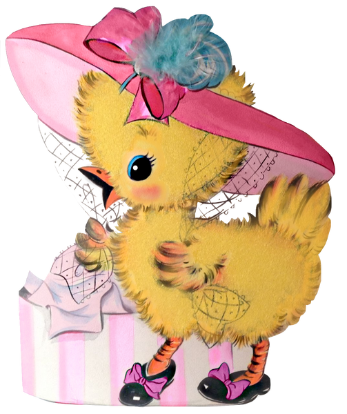 Easter Chickadee - Vintage Baby Chick all dressed up for Easter  - Clip Art