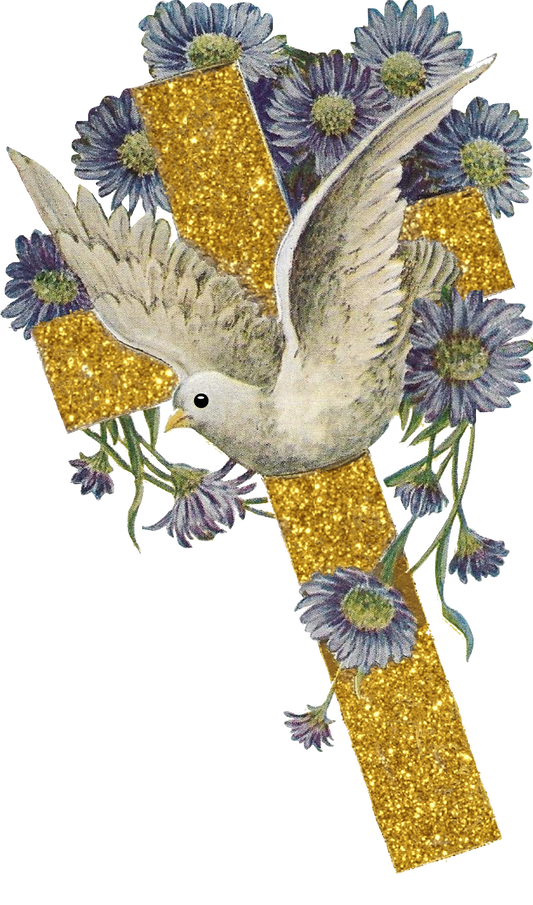 Gold Glitter Cross & Dove - Easter or Sympathy