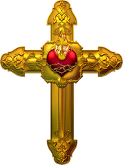 Gold Cross with Red Heart