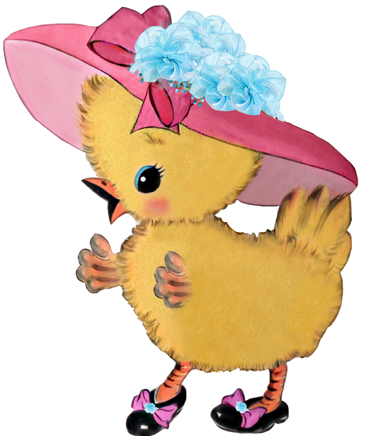 Easter Chick in her Sunday Hat & Shoes