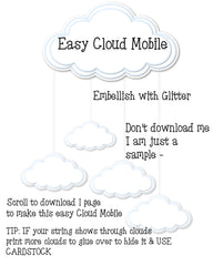 EASY CLOUD MOBILE CRAFT PRINTABLE FOR KIDS -Fast & Easy! One Page Printable Craft
