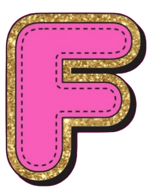 Bright Pink Alphabet trimmed in glittery gold Very Girly!