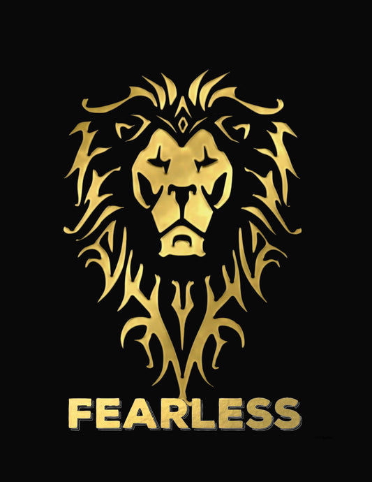 Fearless - Gold Lion 8X10 Print - BLACK