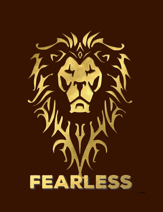 Fearless - Lion Print 8X10 - BROWN