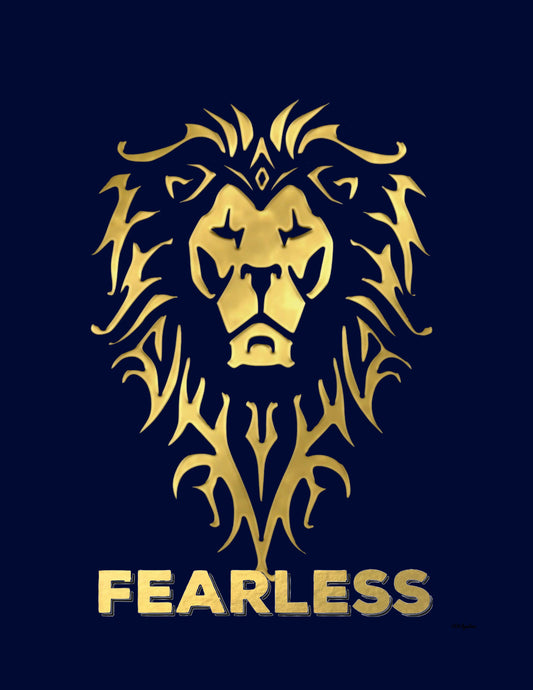 Fearless - Gold Lion Print  - NAVY