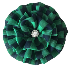 Fabric Flower Rose Silk Blue green plaid Scrapbook Page & Craft Embellishment