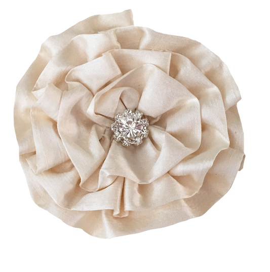 Fabric Flower-Creamy Pearl off White Rose Scrapbook Page & Craft Embellishment