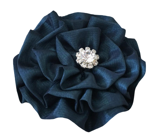 Fabric Flower Rose Silk  Blue Navy Scrapbook Page & Craft Embellishment