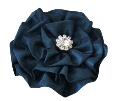 Fabric Flower Rose Silk  Blue Navy Scrapbook Page & Craft Embellishment